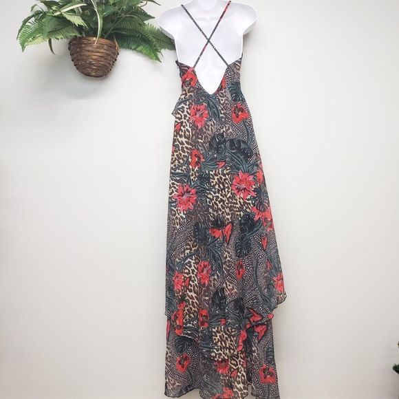 Guess Maxi Floral and Cheetah Print Dress Size Small - Picture 9 of 15